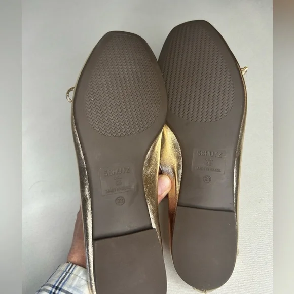 Shutz Arissa platina Metallic leather ballet flats made in Brazil NWOB. Size 5 - Picture 5 of 6